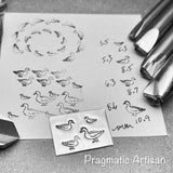 Waddling and Swimming Ducks! Metal Hand Stamp.