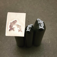 Jumping Salmon! Available in two sizes. Metal Hand Stamp.