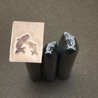 Jumping Salmon! Available in two sizes. Metal Hand Stamp.