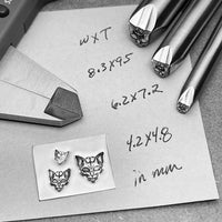 Cat Cranium. An Artistic Take. Three sizes available. Engraved Metal Hand Stamp.