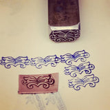 Flourish Rectangle. Moustachio. Engraved Metal Hand Stamp.