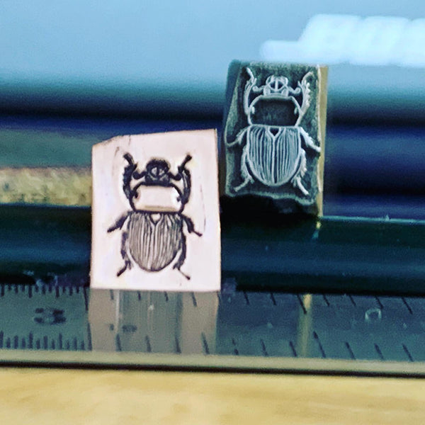 Scarab Beetle. Engraved Metal Hand Stamp Handmade.