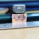 Flourish Rectangle. Moustachio. Engraved Metal Hand Stamp.