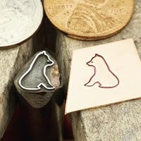 Sitting Bear. Engraved Metal Hand Stamp.