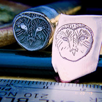 Barn Owl. Engraved Metal Hand Stamp.