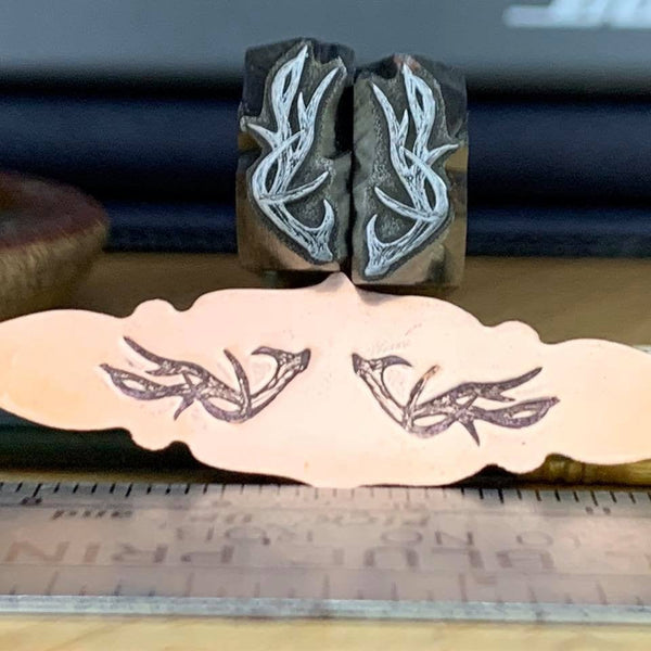 Antlers large. Engraved Metal Hand Stamp.