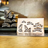 Hares! Leaping and Gazing. Six Designs, Three Sizes. Engraved Metal Hand Stamp.