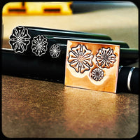 Dotted Flower. Classic Engraved Design. Engraved Metal Hand Stamp.