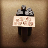 BIN - Triskele. Three Sizes. Two spirals. Metal Hand Stamp.