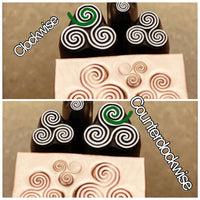 BIN - Triskele. Three Sizes. Two spirals. Metal Hand Stamp.